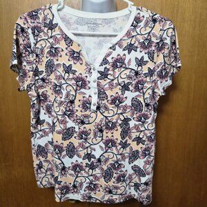 504. Croft & Barrow Classic Tee Floral Med EUC